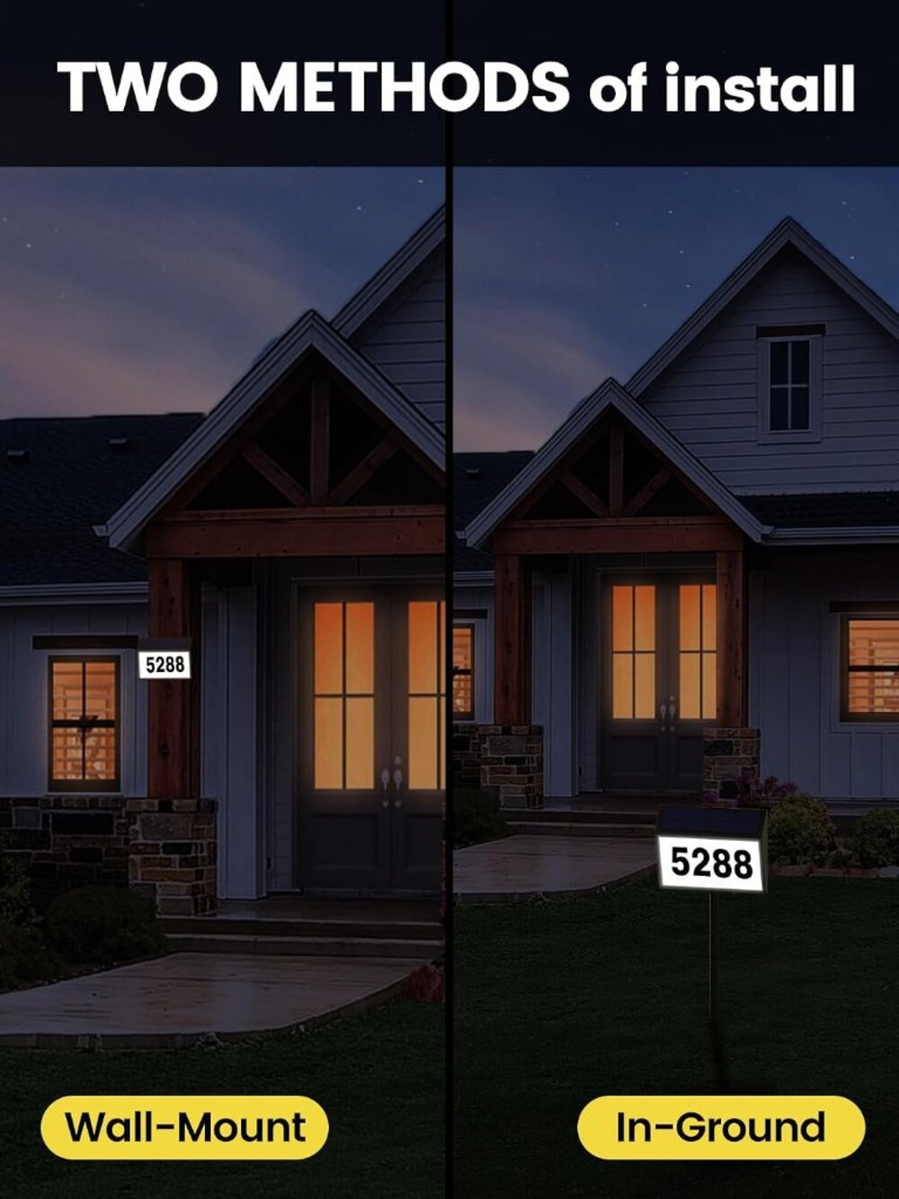 Solar Address Sign, House Numbers for Outside, LED Address Plaque - Picture 6 of 8